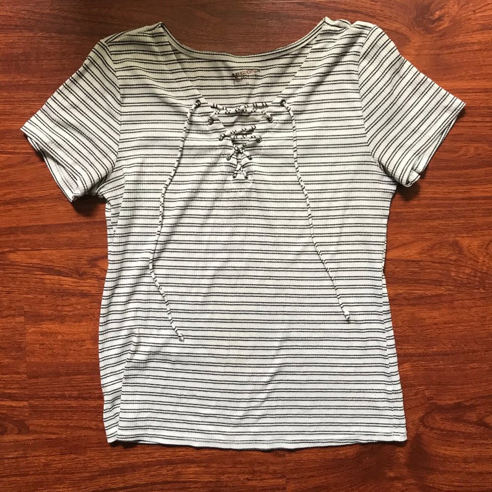 Arizona Jean Co. Cute Front Tie Striped Shirt